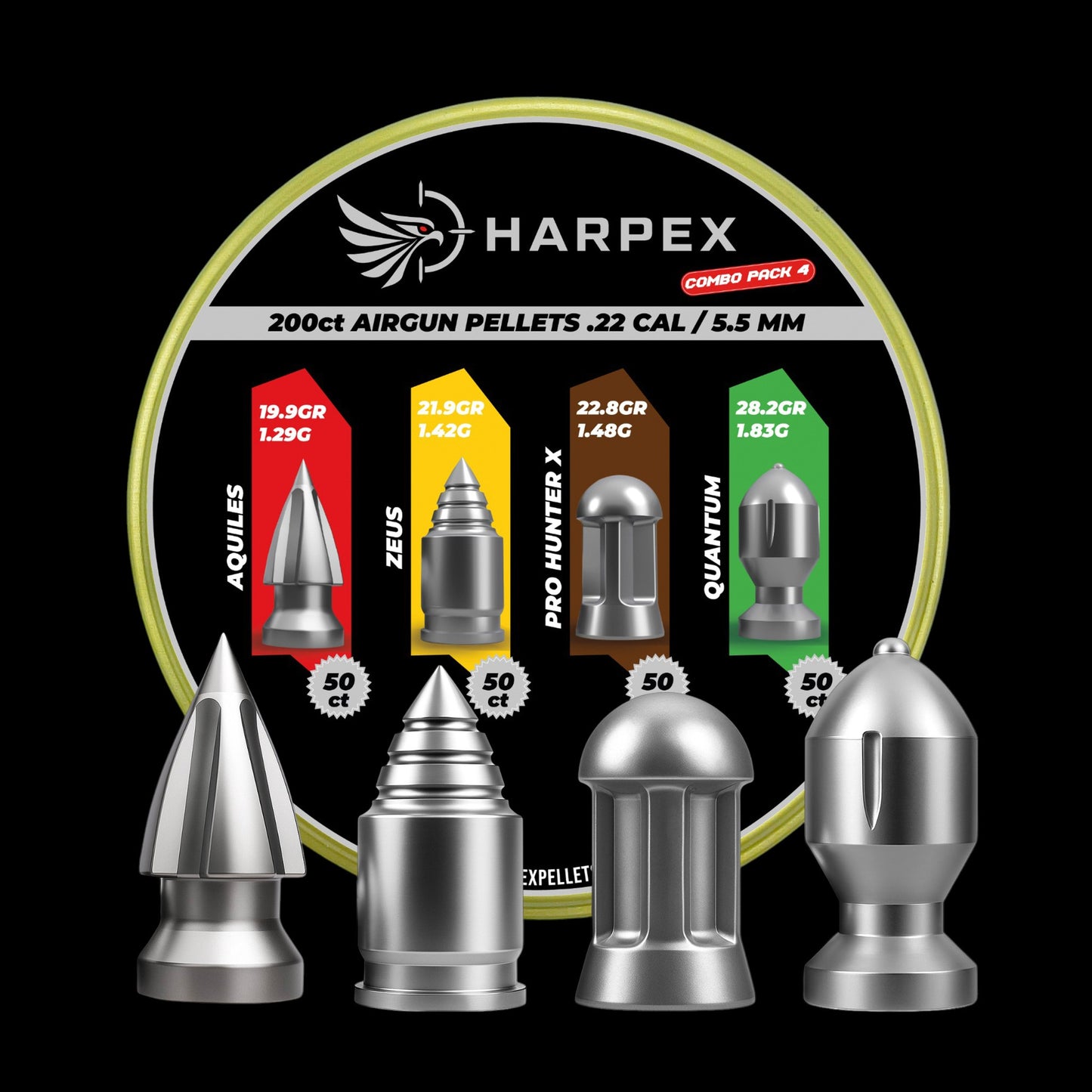 Combo Pack 4 - .22 Caliber - 200 pellets