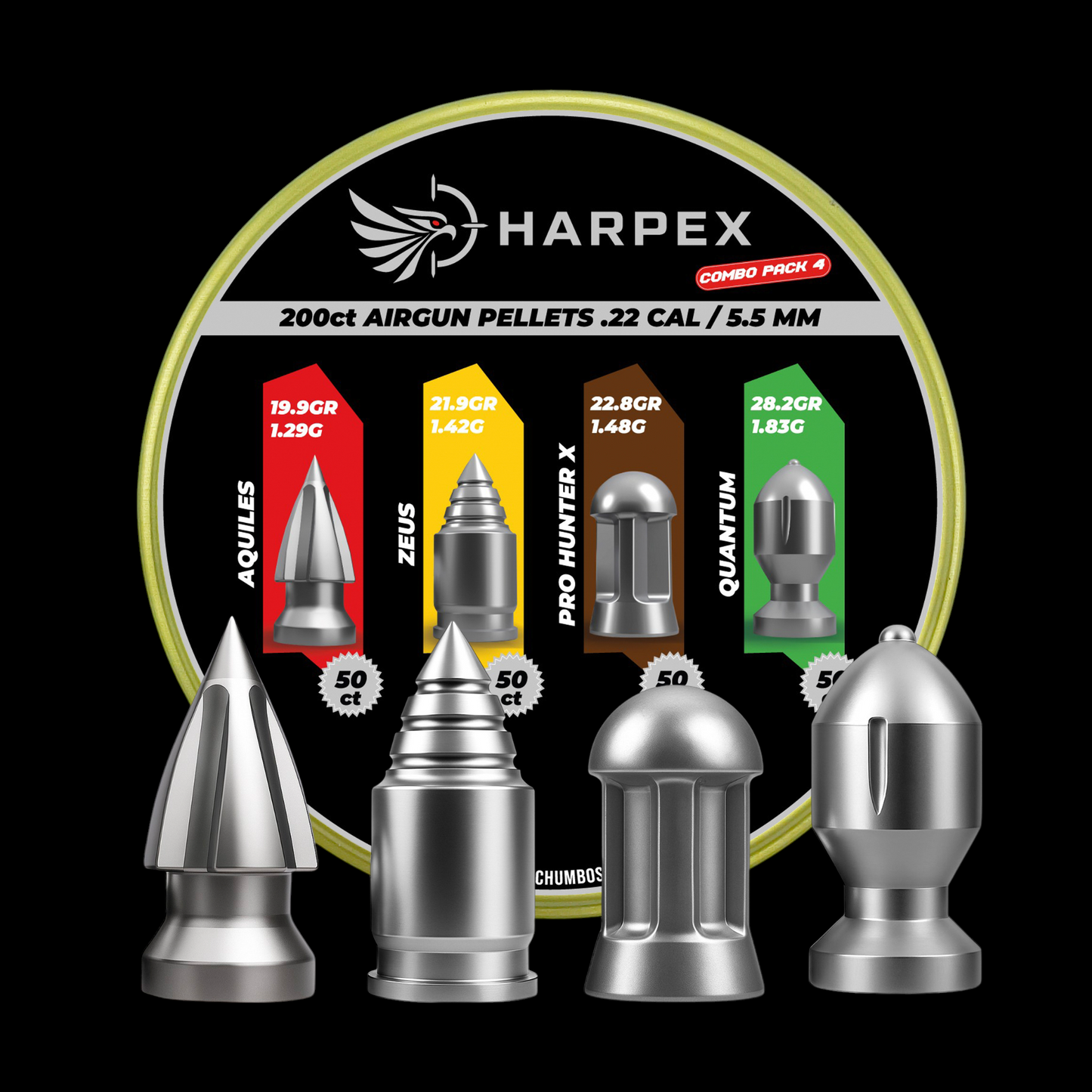 Combo Pack 4 - .22 Caliber - 200 pellets