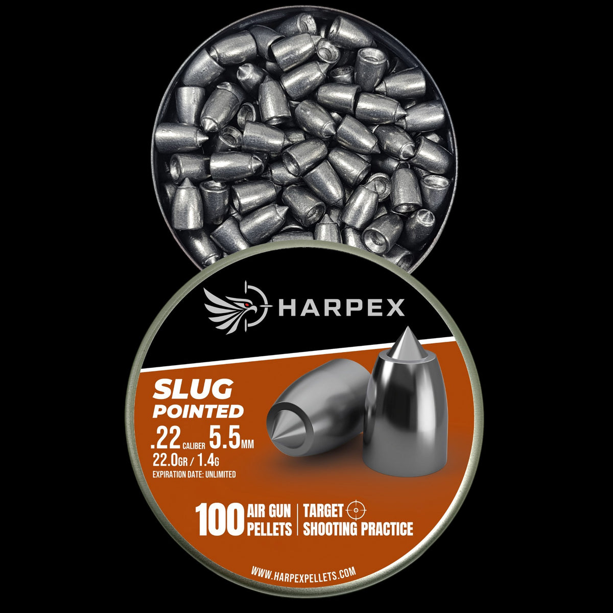 Slug Pointed .22 Caliber - 100 pellets
